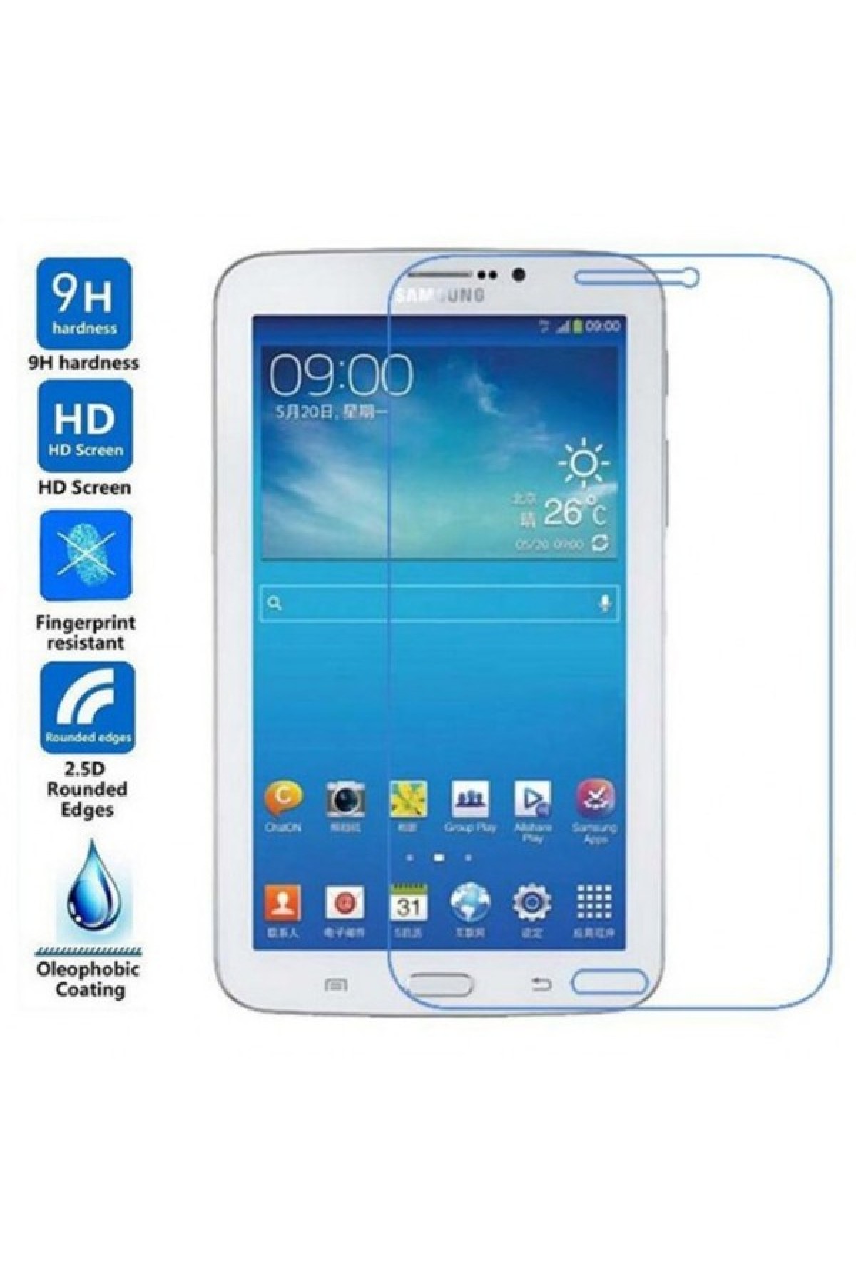 Samsung Galaxy Tab 3 T210 Temperli Cam Ekran Koruyucu Samsung Galaxy Tab 3 T210 Temperli Cam Ekran Koruyucu