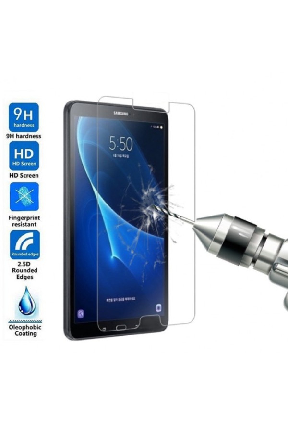 Samsung Galaxy 10.1 Tab A SM-T580 T585 Temperli Cam Ekran Koruyucu Samsung Galaxy 10.1 Tab A SM-T580 T585 Temperli Cam Ekran Koruyucu