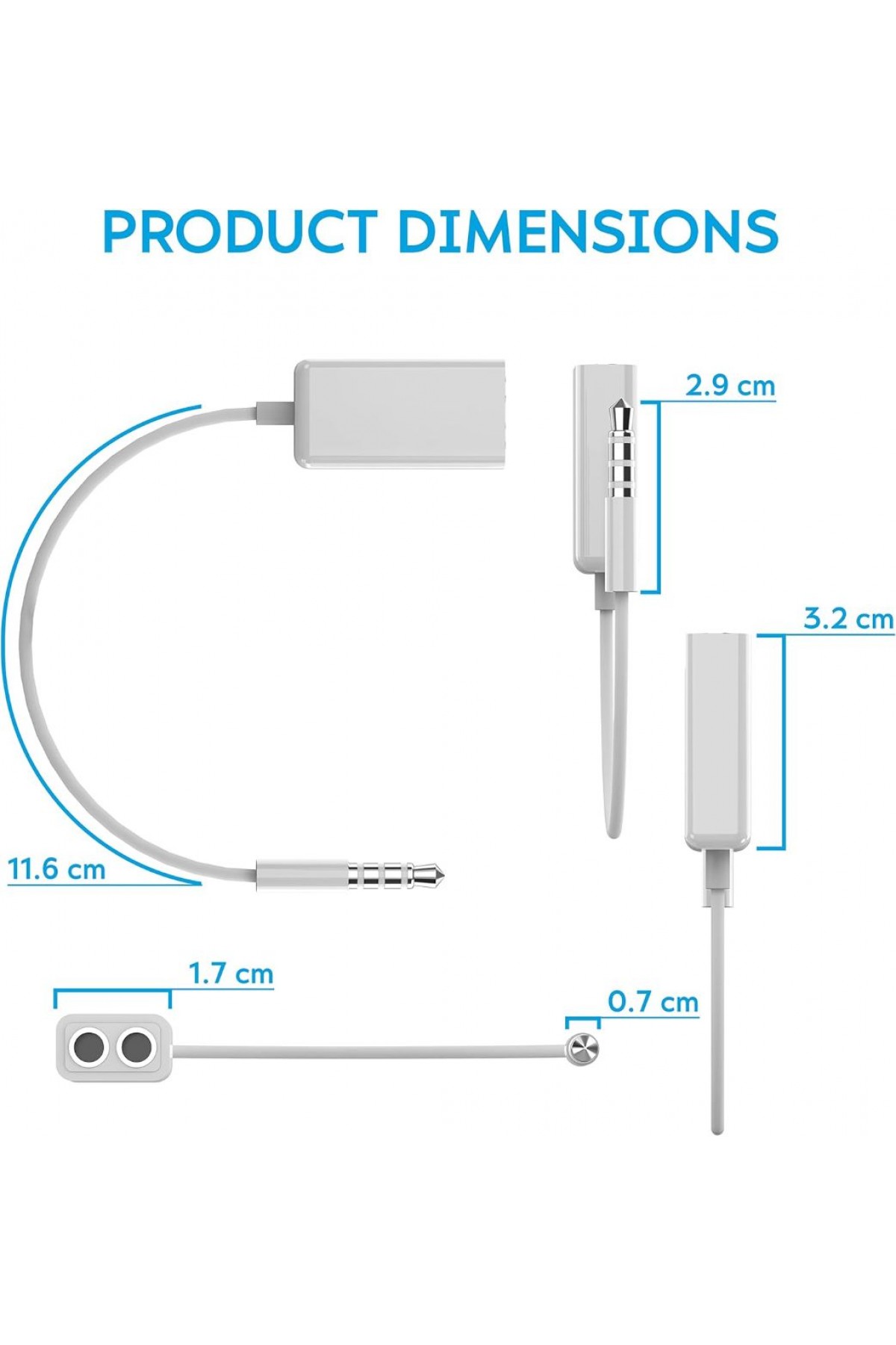 3.5 Mm Stereo 4 Pin Kulaklık Çoklayıcı Kablo Aux Çoklayıcı 15 Cm