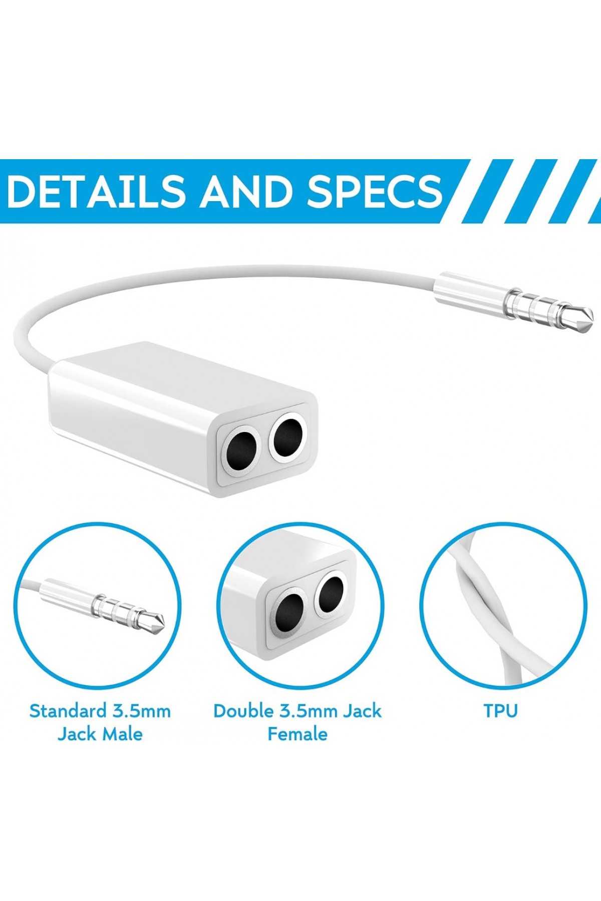3.5 Mm Stereo 4 Pin Kulaklık Çoklayıcı Kablo Aux Çoklayıcı 15 Cm