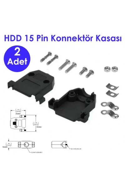 HD 15 Pin Plastik Konnektör Kasası 2 Adet