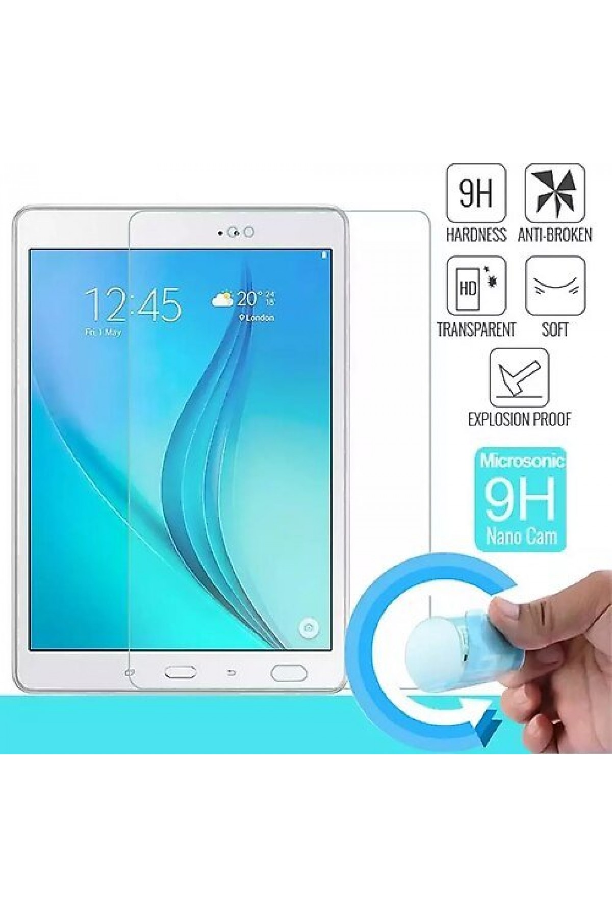 Samsung Galaxy Tab A SM-T550 9.7" Cam Ekran Koruyucu Samsung Galaxy Tab A SM-T550 9.7" Cam Ekran Koruyucu